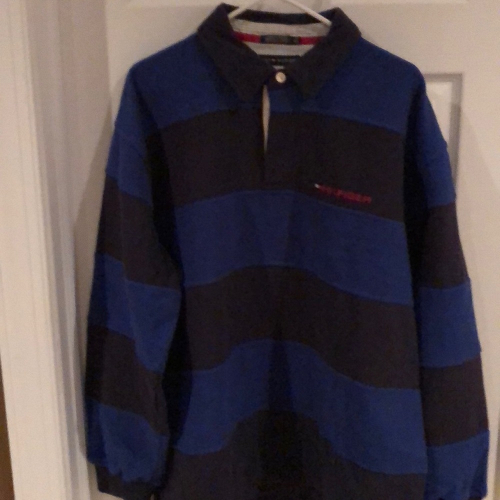 Tommy Hilfiger navy and blue striped shirt